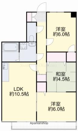 岡山県岡山市中区倉田(賃貸マンション3LDK・2階・59.00㎡)の写真 その2