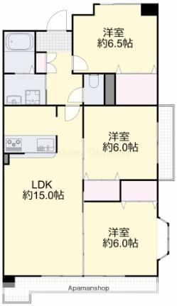 岡山県岡山市北区野田４丁目（賃貸マンション3LDK・3階・72.70㎡） その2