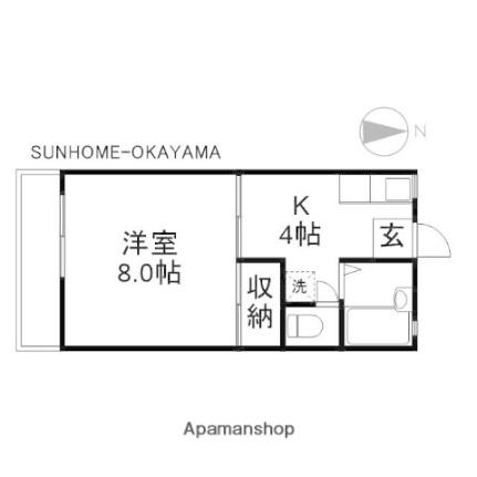 岡山県岡山市北区奥田西町(賃貸アパート1K・2階・26.50㎡)の写真 その2