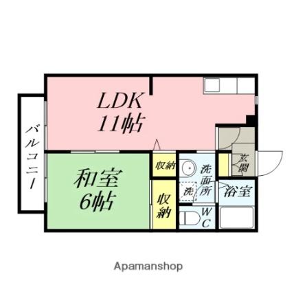 岡山県岡山市北区田中（賃貸アパート1LDK・2階・40.92㎡） その2