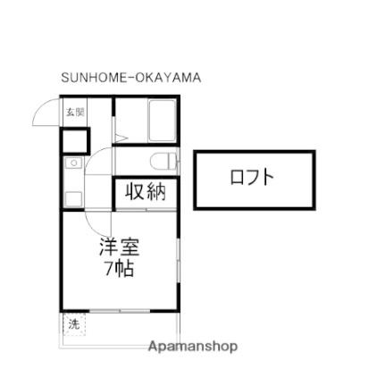 岡山県岡山市北区三門東町(賃貸アパート1K・1階・17.34㎡)の写真 その2