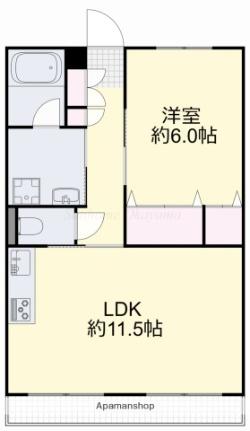 岡山県岡山市北区富田(賃貸マンション1LDK・2階・41.80㎡)の写真 その2