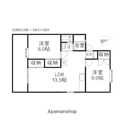 岡山県岡山市中区今在家(賃貸アパート2LDK・1階・52.99㎡)の写真 その2