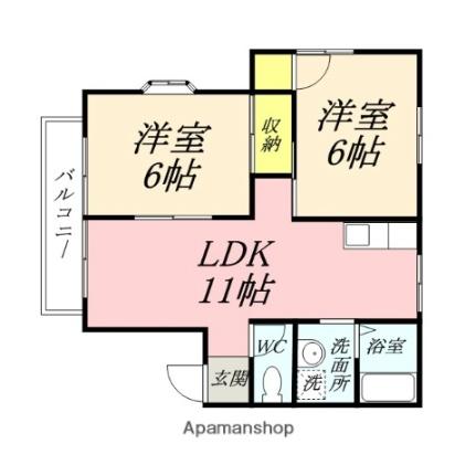 岡山県岡山市南区福島１丁目（賃貸アパート2LDK・1階・52.19㎡） その2