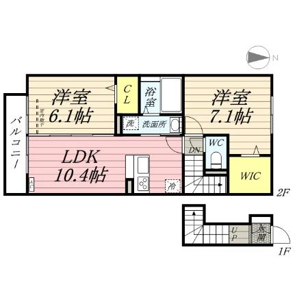 岡山県岡山市中区平井３丁目(賃貸アパート2LDK・2階・59.87㎡)の写真 その2