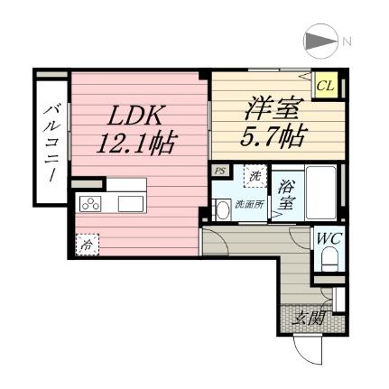 岡山県岡山市北区野田５丁目（賃貸アパート1LDK・2階・46.58㎡） その2