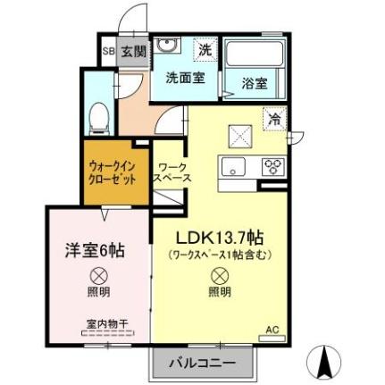 岡山県岡山市北区富田(賃貸アパート1LDK・1階・48.20㎡)の写真 その2