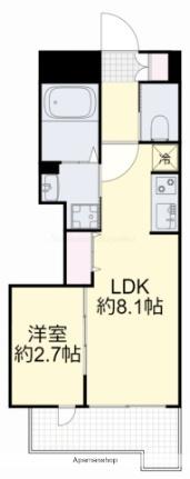 岡山県岡山市北区東中央町(賃貸マンション1LDK・4階・27.35㎡)の写真 その2