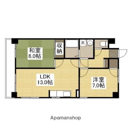 グランデュール今1号館 501｜岡山県岡山市北区今１丁目(賃貸マンション2LDK・5階・60.00㎡)の写真 その2