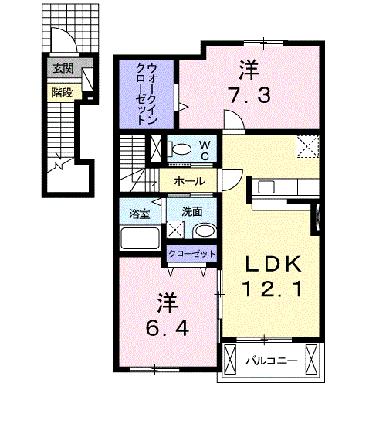 シェーネＡ 203｜岡山県岡山市南区米倉(賃貸アパート2LDK・2階・62.89㎡)の写真 その2