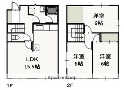 タウングラティアＤ 1｜岡山県岡山市北区花尻ききょう町(賃貸テラスハウス3LDK・1階・78.80㎡)の写真 その2