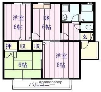 メゾンアスカ 2-201｜岡山県岡山市南区新保(賃貸アパート3DK・2階・54.65㎡)の写真 その2