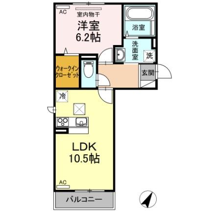 クリエ 103｜岡山県岡山市南区西市(賃貸アパート1LDK・1階・42.93㎡)の写真 その2