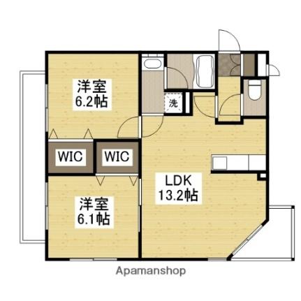 岡山県岡山市中区森下町(賃貸マンション2LDK・4階・55.48㎡)の写真 その2