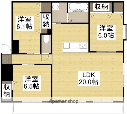 ベンビレッジ平田西公園 305｜岡山県岡山市北区平田(賃貸マンション3LDK・3階・85.76㎡)の写真 その2