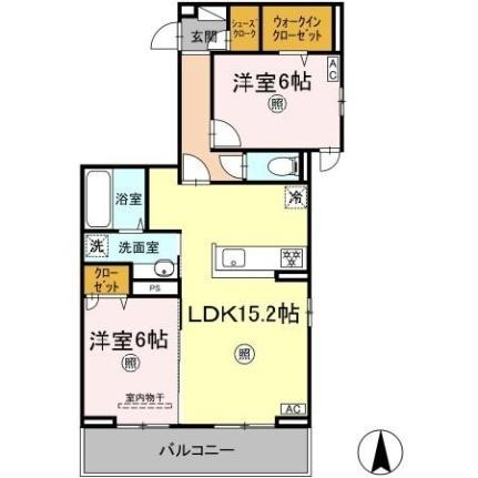 アルモ　ギオーネ 203｜岡山県岡山市北区平田(賃貸アパート2LDK・2階・65.60㎡)の写真 その2