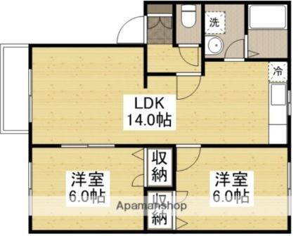 サンフラワーＡ 201｜岡山県岡山市南区西市(賃貸アパート2LDK・2階・54.65㎡)の写真 その2