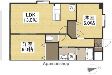 プレジール奥田 101｜岡山県岡山市北区奥田２丁目(賃貸マンション2LDK・1階・57.03㎡)の写真 その2