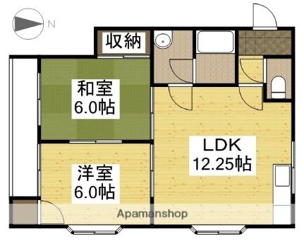 コスモハイツ 101｜岡山県岡山市北区田中(賃貸アパート2LDK・1階・51.44㎡)の写真 その2