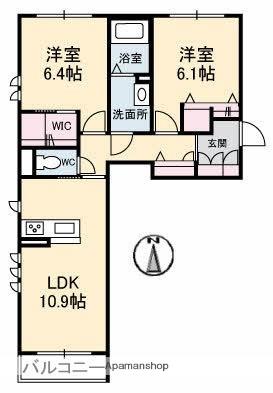 メゾンみくりな白石（ＢＥＬＳ認証）  ｜ 岡山県岡山市北区白石（賃貸アパート2LDK・2階・59.32㎡） その2