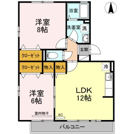 リビングタウン西崎　Ｂ棟 B202｜岡山県岡山市北区西崎２丁目(賃貸アパート2LDK・2階・57.18㎡)の写真 その2