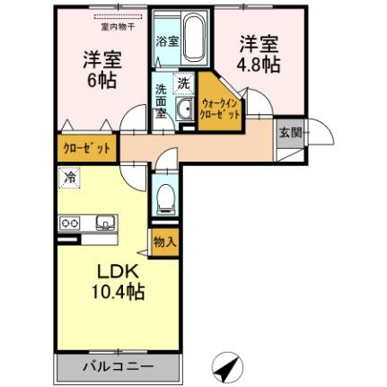 メナージュ今 203｜岡山県岡山市北区今８丁目(賃貸アパート2LDK・2階・53.46㎡)の写真 その2