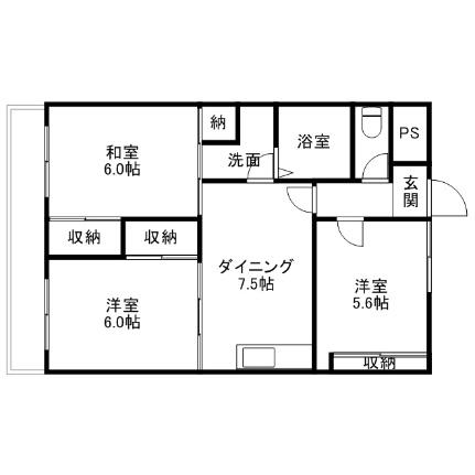 岡山県岡山市南区泉田３丁目(賃貸マンション3DK・1階・57.64㎡)の写真 その2