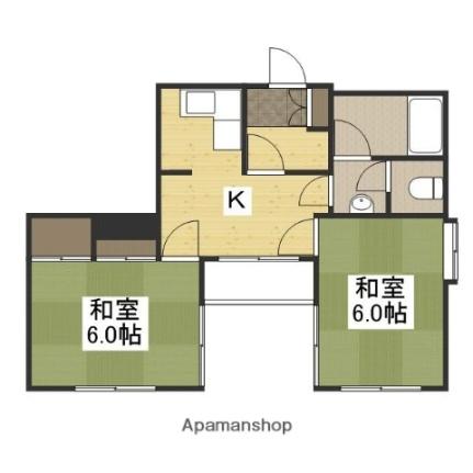 岡山県岡山市北区桑田町(賃貸マンション2K・2階・40.41㎡)の写真 その2