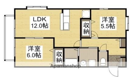 岡山県岡山市南区西市(賃貸マンション2LDK・1階・54.65㎡)の写真 その2