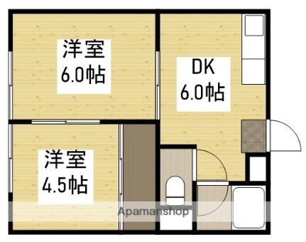 岡山県岡山市北区下伊福本町(賃貸アパート2DK・1階・35.00㎡)の写真 その2