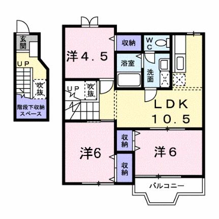 クレストール長船Ｂ 202｜岡山県瀬戸内市長船町土師(賃貸アパート3LDK・2階・65.57㎡)の写真 その2