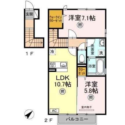 岡山県赤磐市高屋（賃貸アパート2LDK・2階・59.87㎡） その2