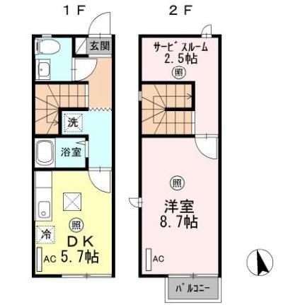 岡山県岡山市南区新保(賃貸テラスハウス1SDK・1階・42.65㎡)の写真 その2