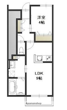 岡山県岡山市北区北方３丁目（賃貸アパート1LDK・1階・35.81㎡） その2