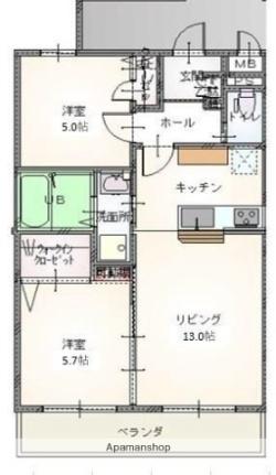 岡山県岡山市北区平田(賃貸マンション2LDK・3階・54.00㎡)の写真 その2