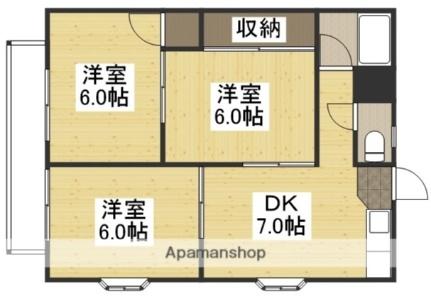 岡山県岡山市南区福田(賃貸マンション3DK・2階・51.66㎡)の写真 その2