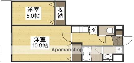 岡山県岡山市北区奥田西町(賃貸マンション2K・1階・40.06㎡)の写真 その2