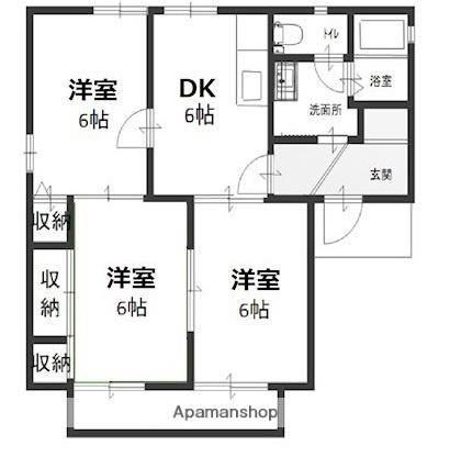 グッドハッピーハウス 101｜岡山県倉敷市福井(賃貸アパート3DK・1階・53.43㎡)の写真 その2