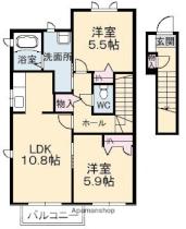 岡山県倉敷市西中新田（賃貸アパート2LDK・2階・60.87㎡） その2