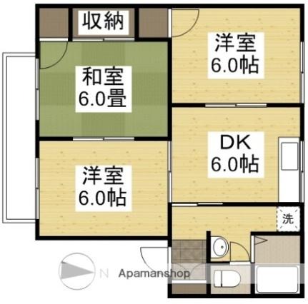 サンコーポ小野Ｃ棟 203｜岡山県倉敷市田ノ上新町(賃貸アパート3DK・2階・53.81㎡)の写真 その2