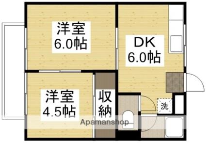 原尾島コーポ 203｜岡山県岡山市中区原尾島４丁目(賃貸アパート2DK・2階・37.20㎡)の写真 その2