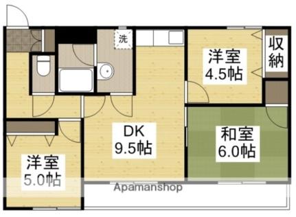 デューク白楽町　I 102｜岡山県倉敷市白楽町(賃貸マンション3DK・1階・59.46㎡)の写真 その2