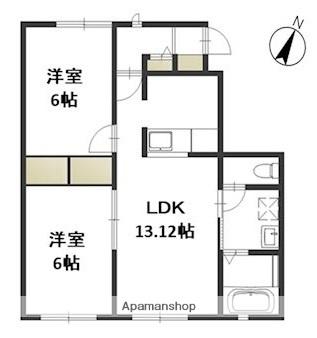 岡山県岡山市中区高島新屋敷(賃貸アパート2LDK・1階・56.10㎡)の写真 その2