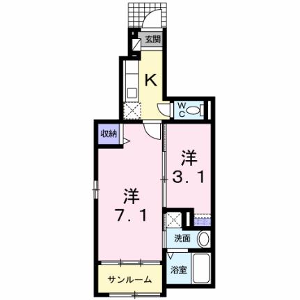 アミーコ　カーサ 103｜岡山県倉敷市中島(賃貸アパート1K・1階・31.65㎡)の写真 その2