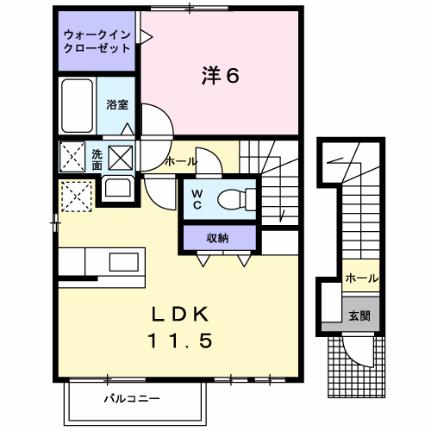 ｏＡｚｏ　Ｂ棟 201｜岡山県岡山市南区浜野４丁目(賃貸アパート1LDK・2階・47.79㎡)の写真 その2