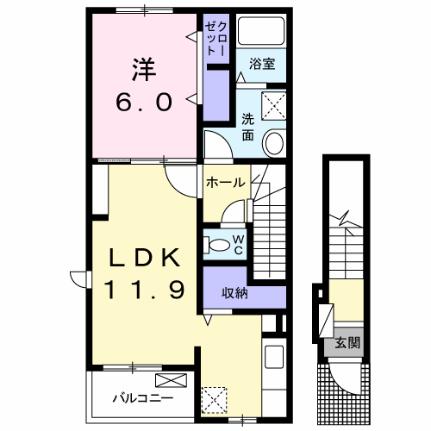 プロムナード 201｜岡山県岡山市南区浜野４丁目(賃貸アパート1LDK・2階・48.65㎡)の写真 その2