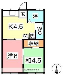 ラ・プランタン 2B｜岡山県倉敷市上東(賃貸アパート2K・2階・31.15㎡)の写真 その2