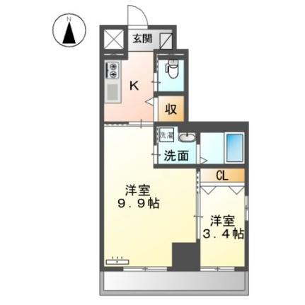 ディアコート大元駅前 201｜岡山県岡山市北区大元駅前(賃貸マンション2K・2階・41.75㎡)の写真 その2