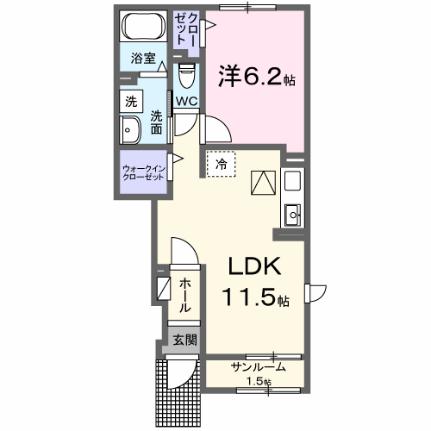 イースト　ドラゴン　II 103｜岡山県倉敷市上富井(賃貸アパート1LDK・1階・43.61㎡)の写真 その2