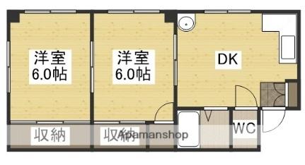 岡山県岡山市北区富町１丁目(賃貸マンション2DK・5階・35.00㎡)の写真 その2